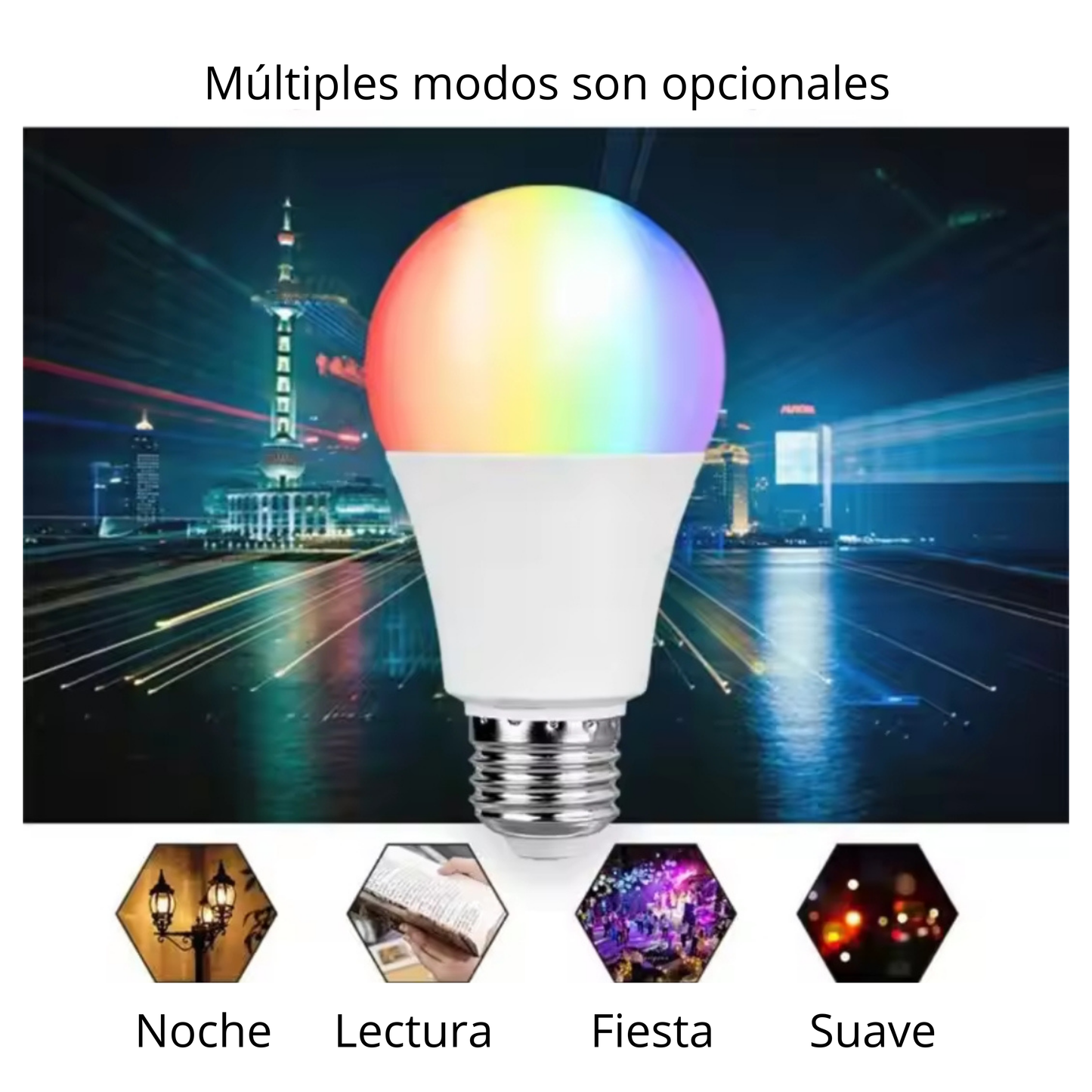 Foco Inteligente WiFi LED RGBCW Dimmable - Control por Voz, Compatible con Alexa y Google Home