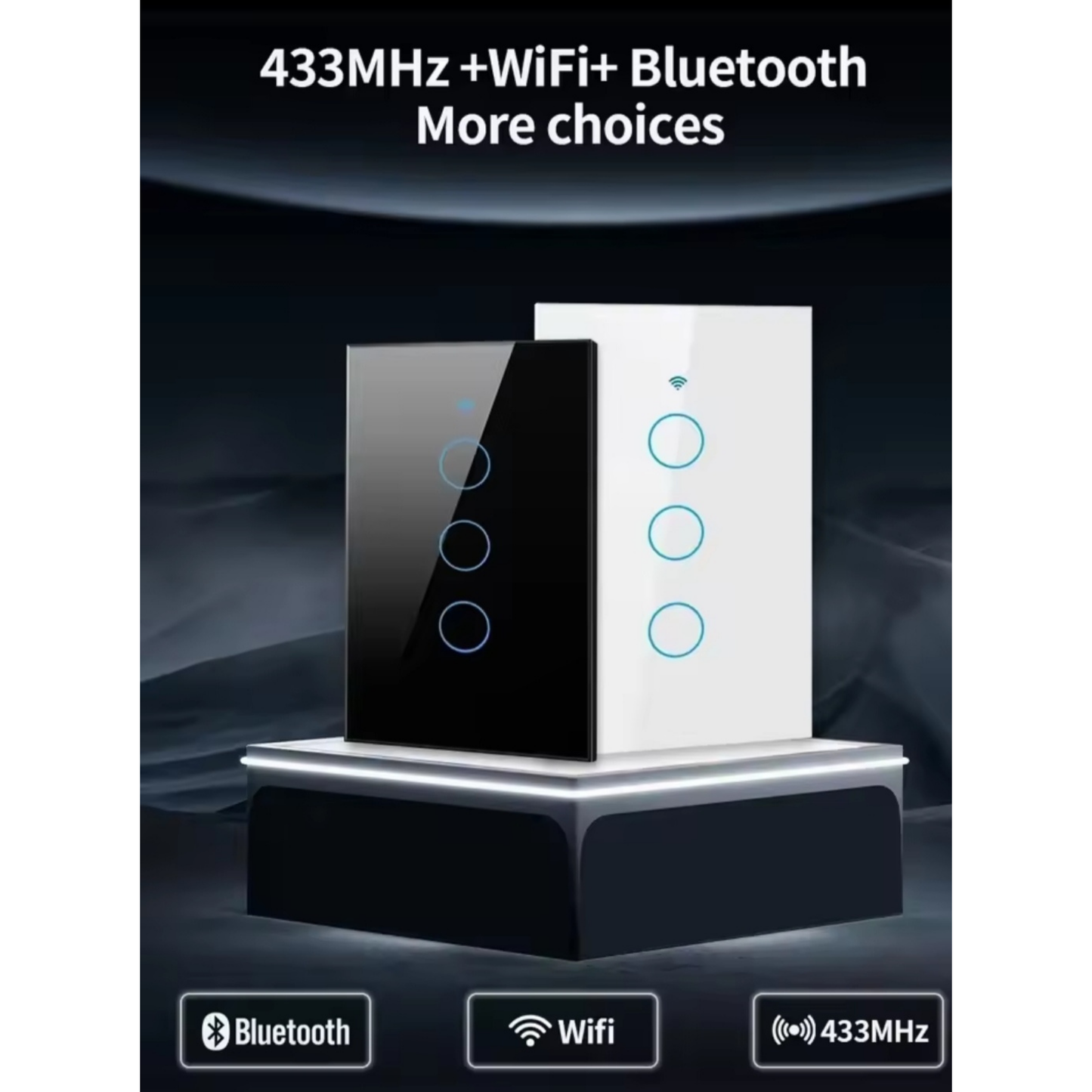 Interruptores inteligentes con WiFi y Bluetooth, No requiere cable neutro, 1/2/3/4 entradas, Interruptor táctil, funciona con Alexa y Google Home, Tuya US