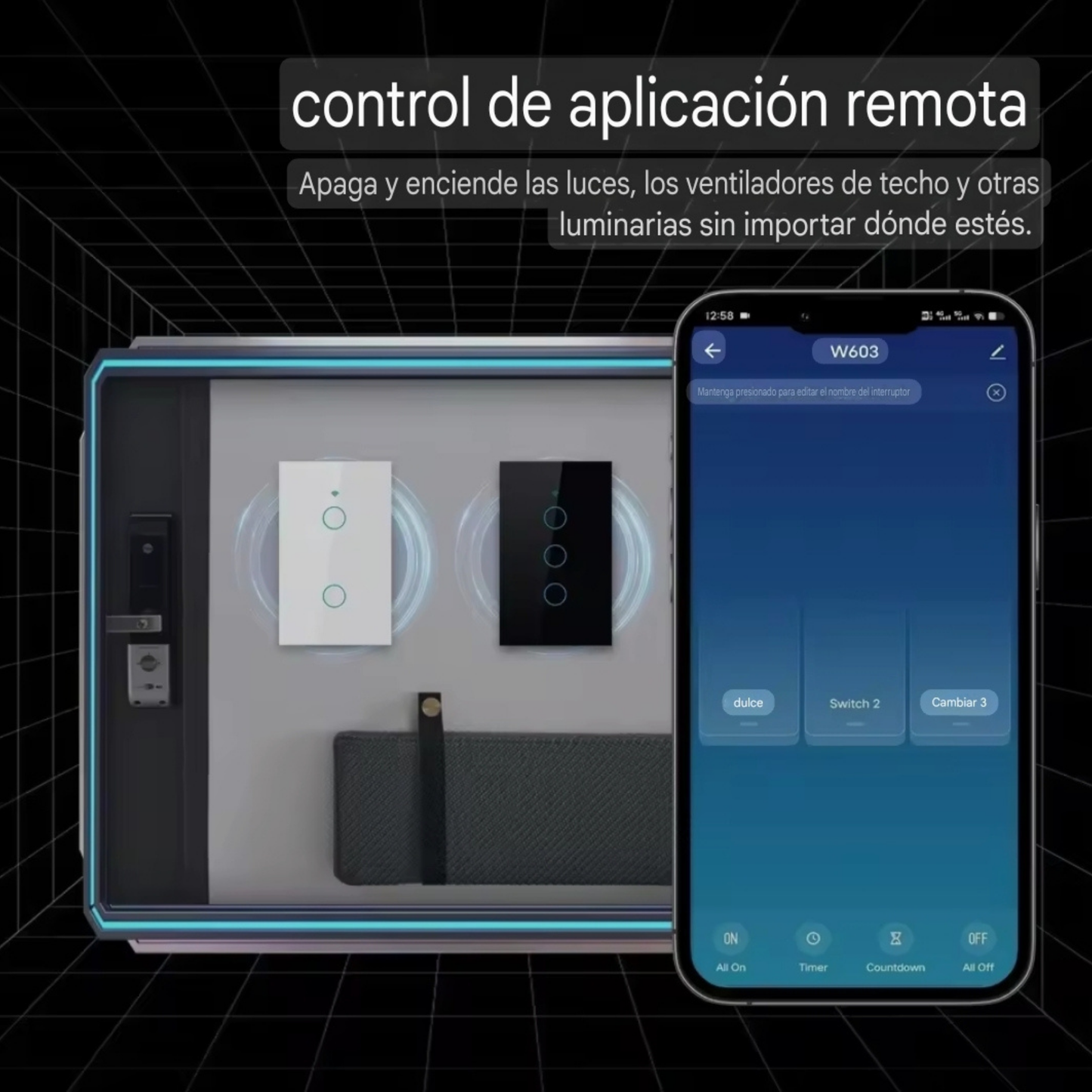 Interruptores inteligentes con WiFi y Bluetooth, No requiere cable neutro, 1/2/3/4 entradas, Interruptor táctil, funciona con Alexa y Google Home, Tuya US