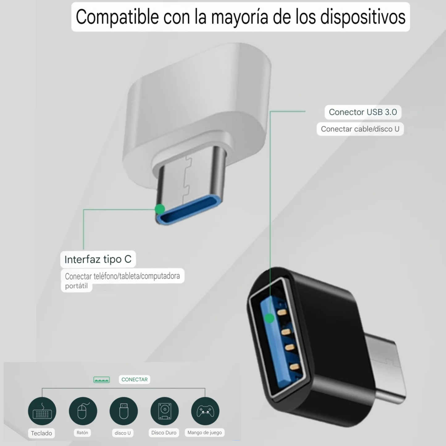 Adaptador Mini Tipo C a USB 3.0 (USB-C)